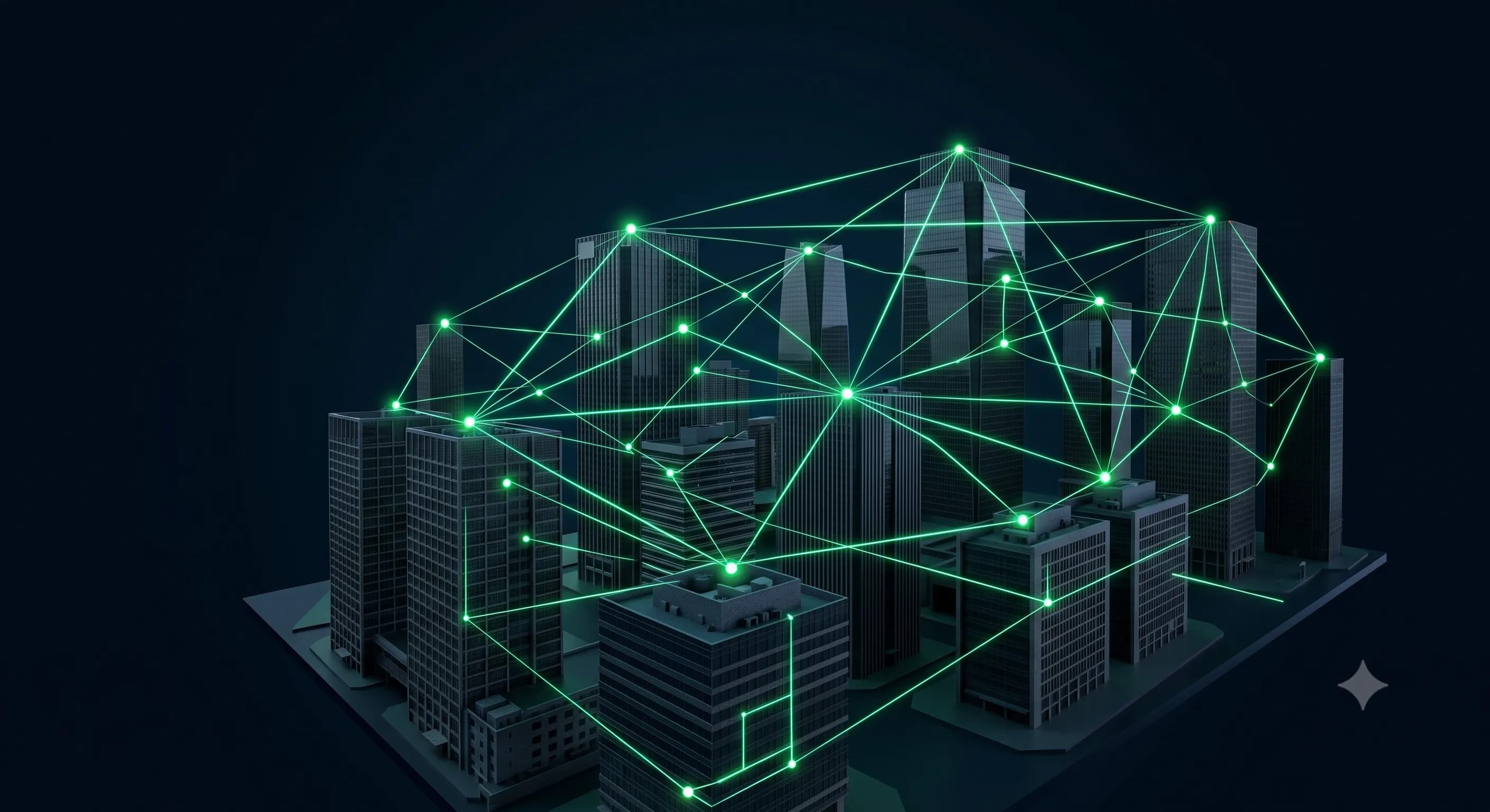 Rede blockchain conectando a cidade